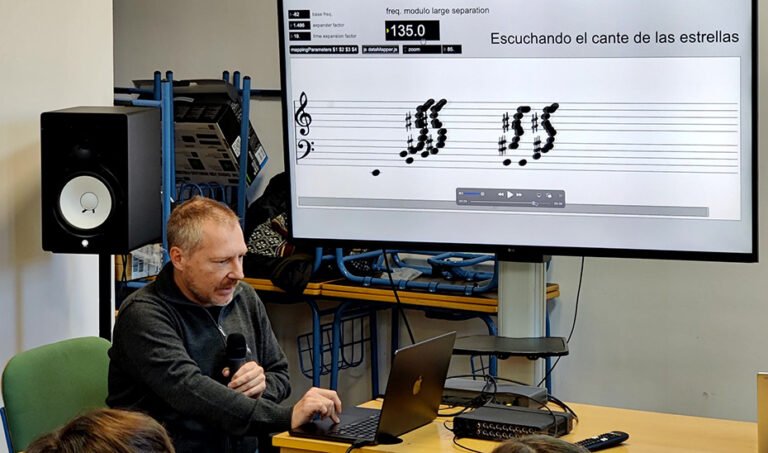 Proceso de transformación de datos a secuencias audibles de este tipo de estrellas, para diseñar representaciones sonoras complejas, con estilos musicales propios del flamenco.