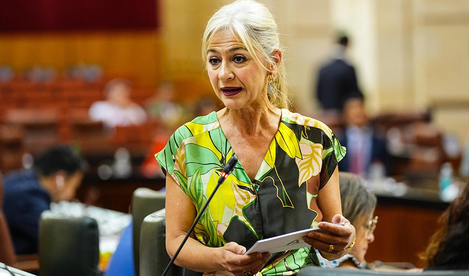 La consejera de Cultura, Patricia del Pozo, interviene en la sesión de control al Gobierno del Pleno del Parlamento andaluz.