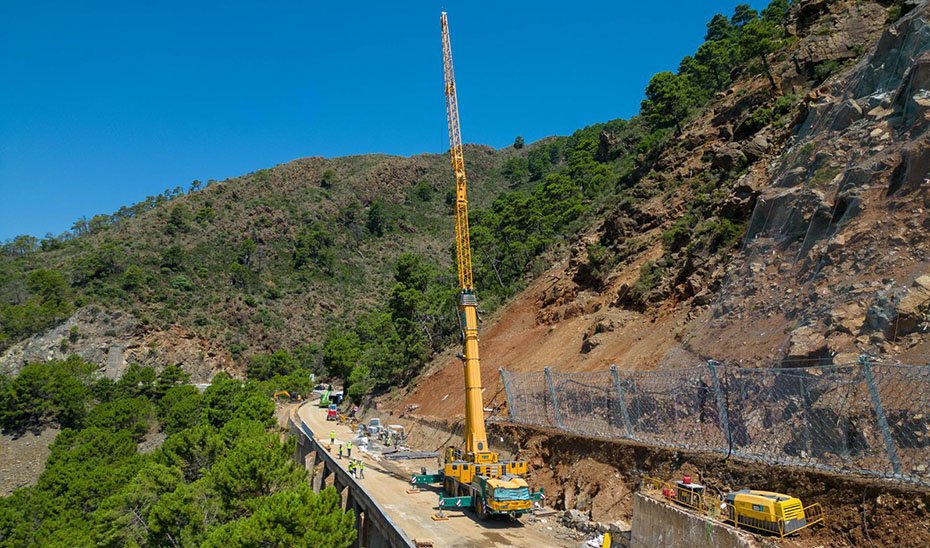 Obras en la carretera entre Ronda y San Pedro Alcántara (A-397).