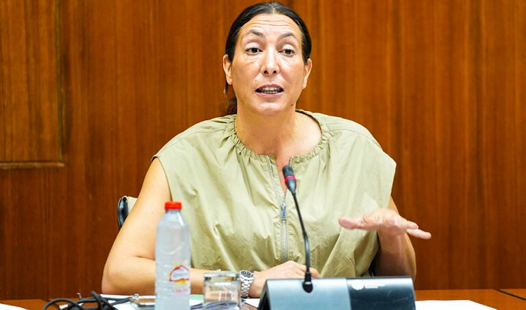 La consejera Loles López interviene ante la comisión de Inclusión Social, Juventud, Familias e Igualdad, en el Parlamento de Andalucía.