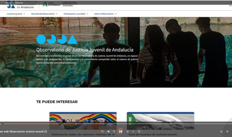 Prototipo de la próxima web del Observatorio de Justicia Juvenil de Andalucía.